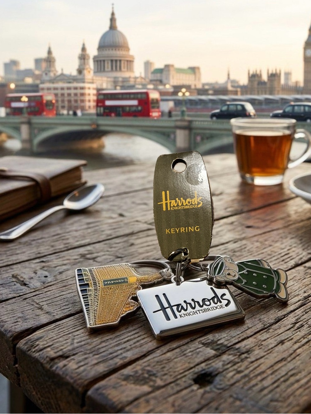 Authentic Harrods London Souvenir Keychain Set NWT